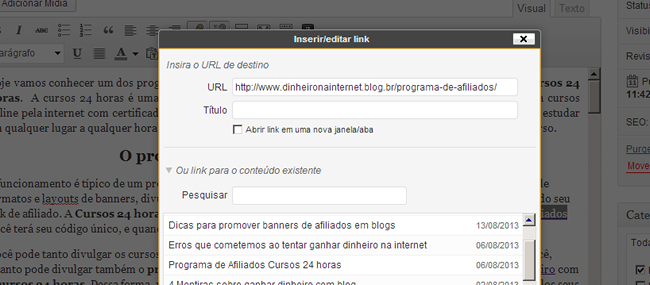 linkagem interna no wordpress